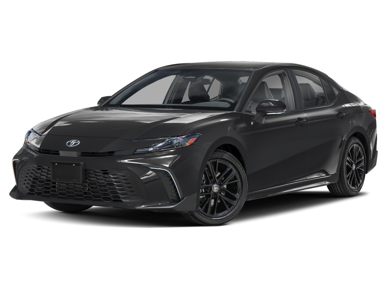 2026 Toyota Camry SE in Midnight Black Metallic — front three-quarter view