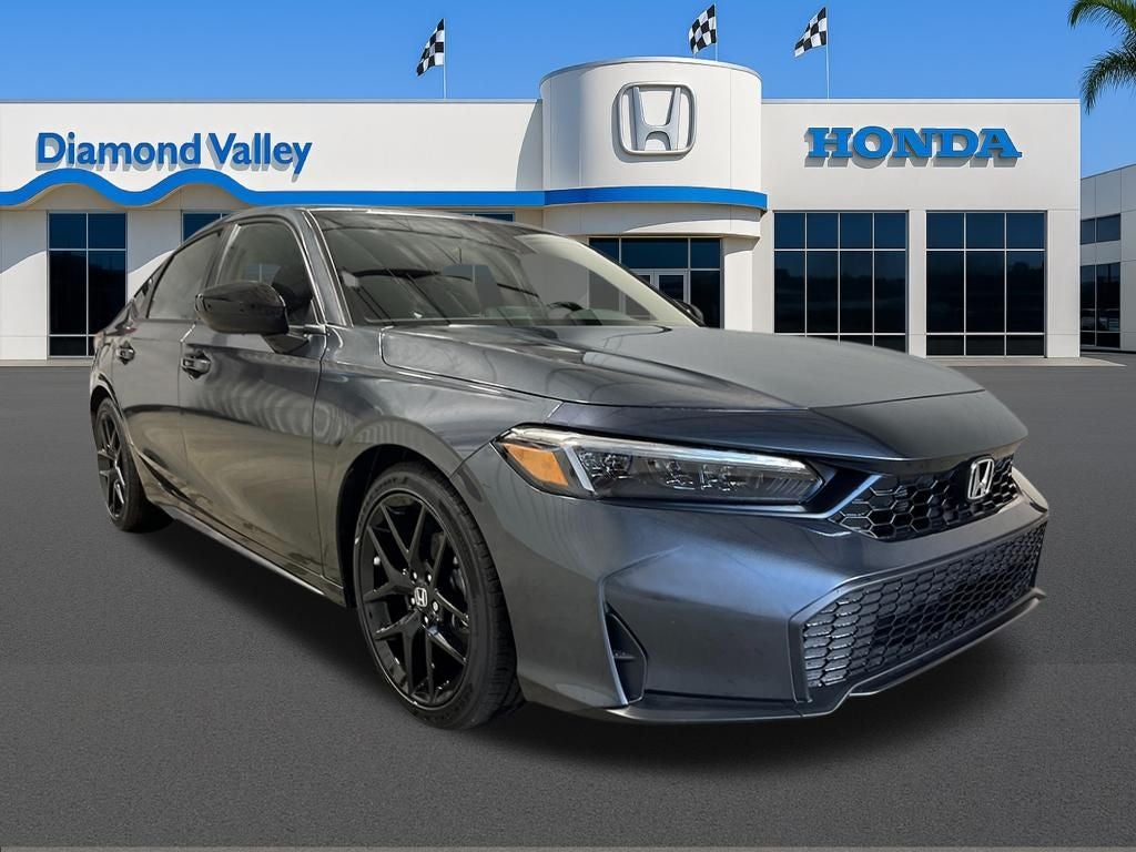 2026 Honda Civic Sport in Meteorite Gray Metallic — front three-quarter view