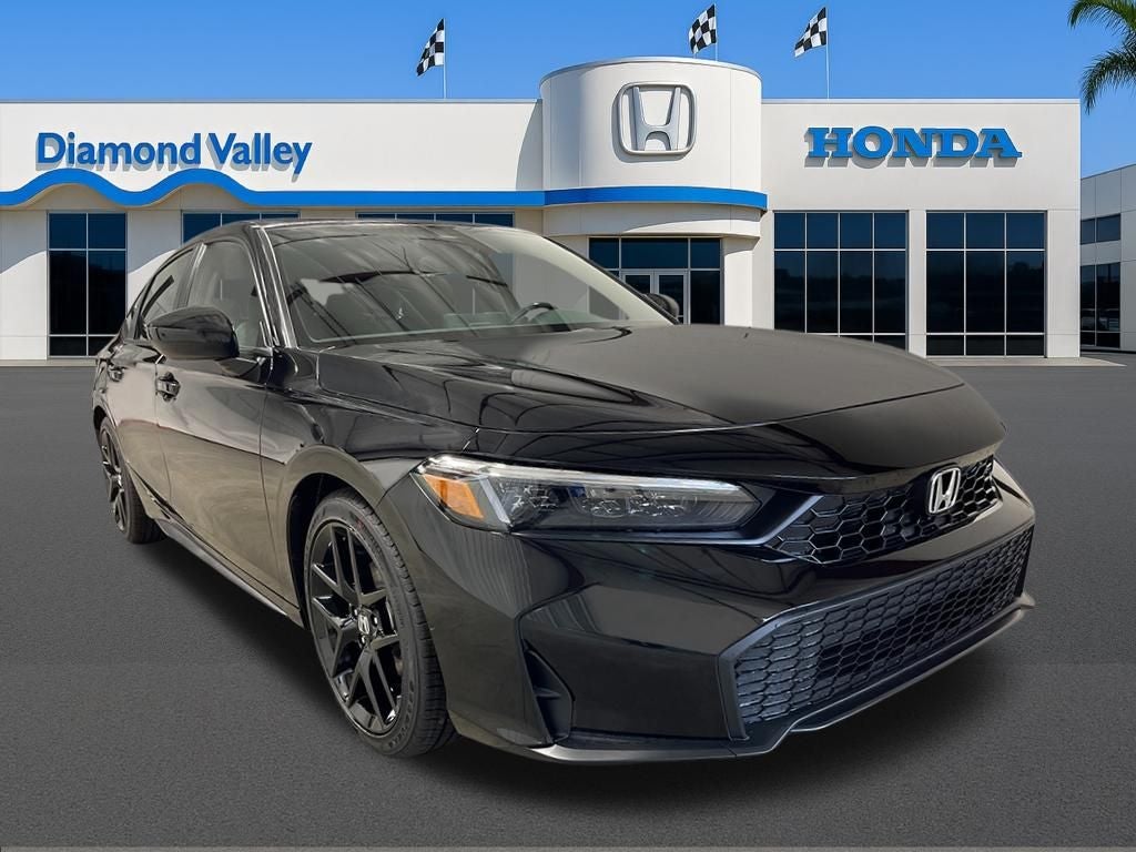 2026 Honda Civic Sport in Crystal Black Pearl — front three-quarter view