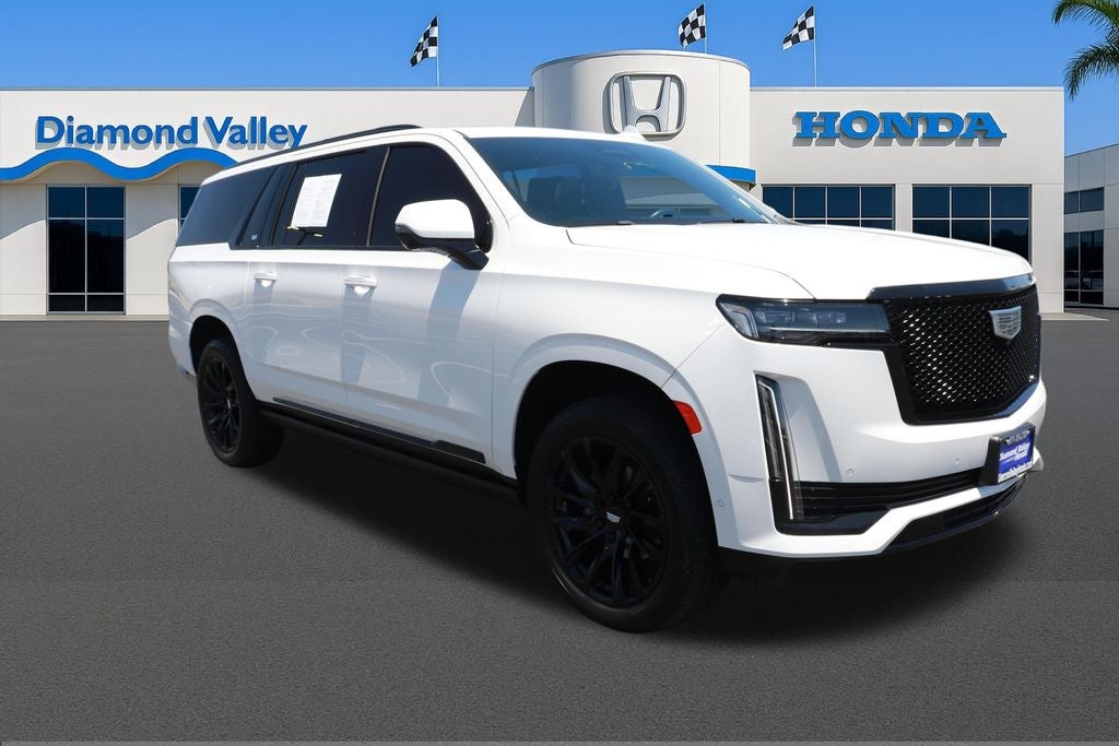 2022 Cadillac Escalade ESV Sport in Crystal White Tricoat — front three-quarter view
