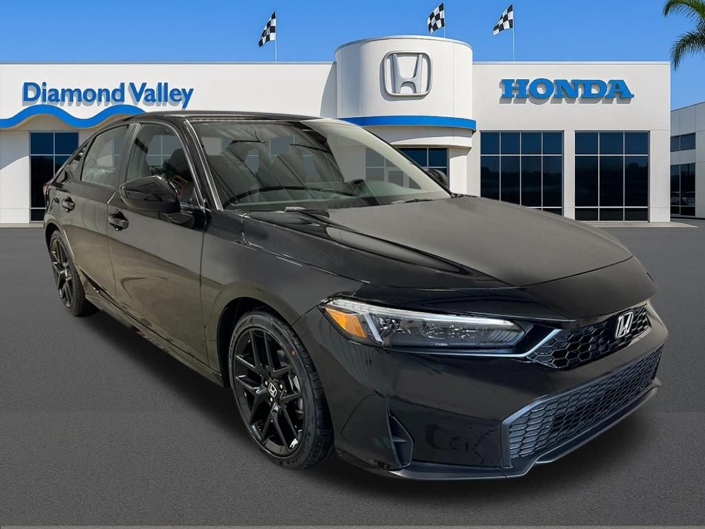 2026 Honda Civic Sport in Crystal Black Pearl — front three-quarter view