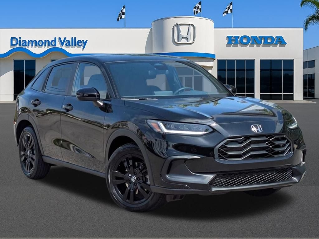 2027 Honda HR-V Sport in Crystal Black Pearl — front three-quarter view