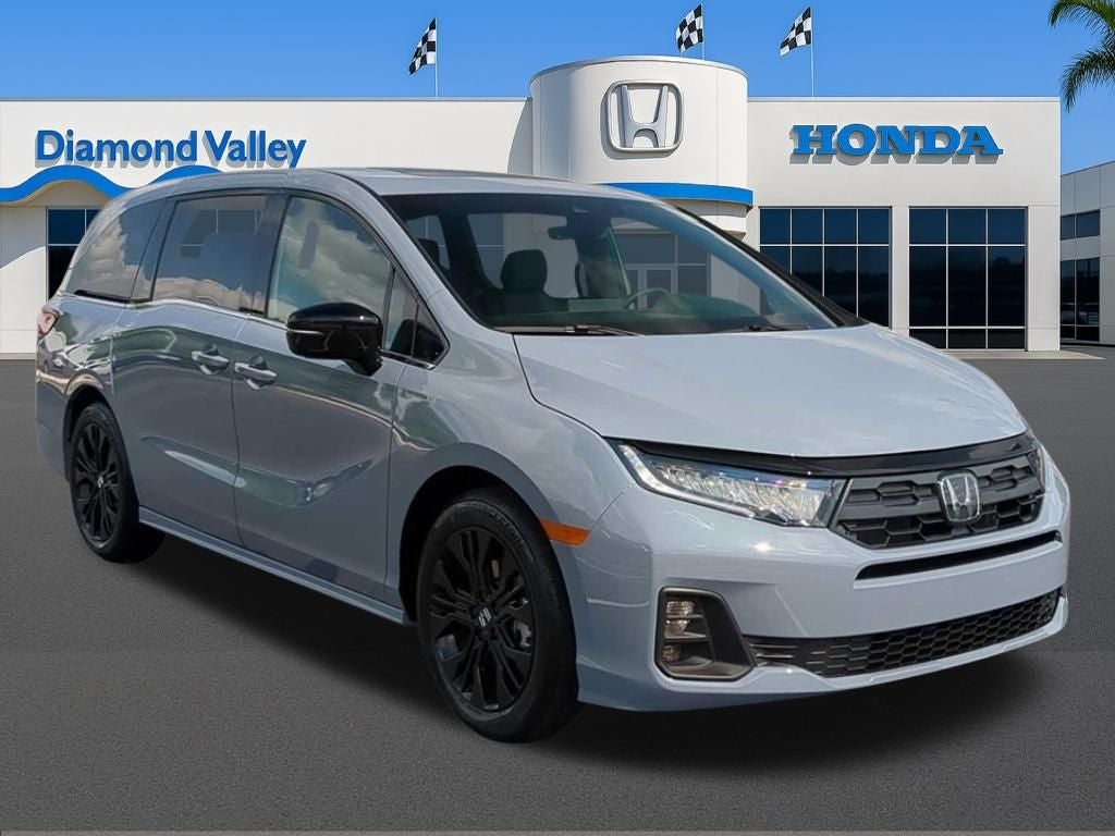 2026 Honda Odyssey Sport-L in Sonic Grey Pearl — front three-quarter view