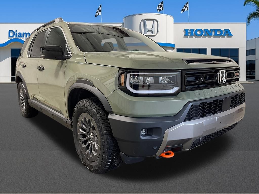 2026 Honda Passport TrailSport in Ash Green Metallic — front three-quarter view