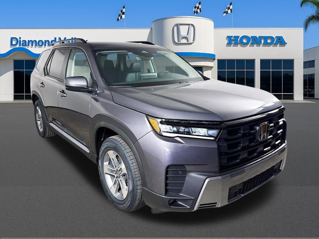 2026 Honda Pilot EX-L in Modern Steel Metallic — front three-quarter view