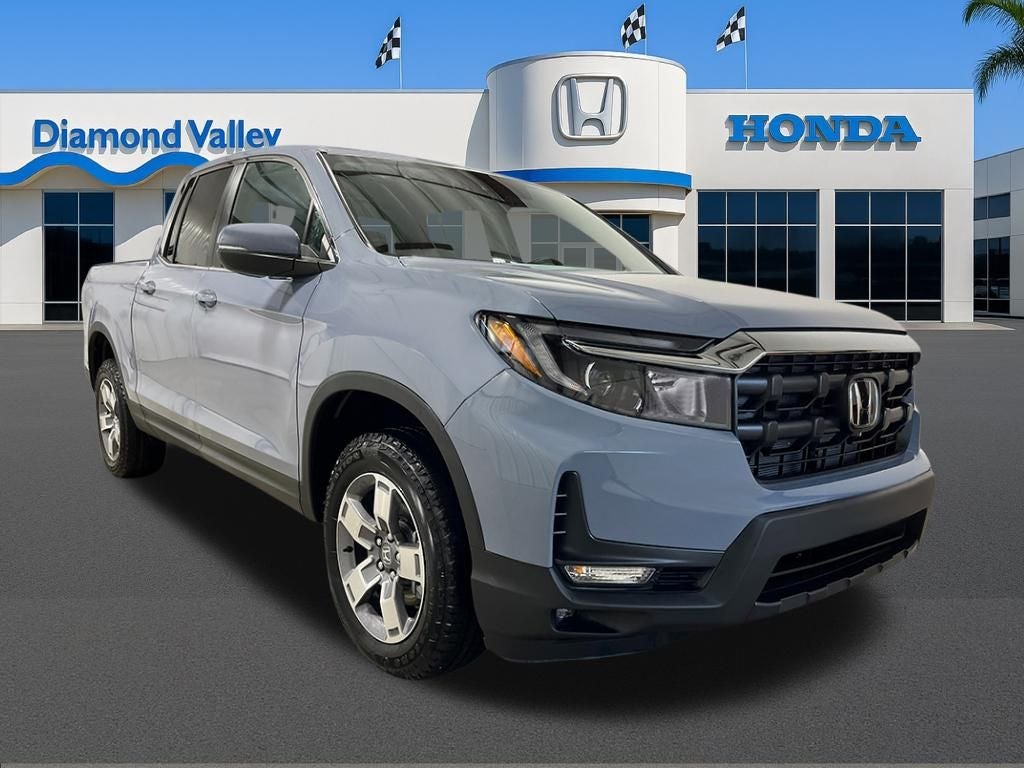 2026 Honda Ridgeline RTL in Sonic Gray Pearl — front three-quarter view