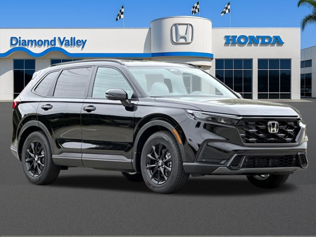 2026 Honda CR-V Hybrid Sport-L in Crystal Black Pearl — front three-quarter view