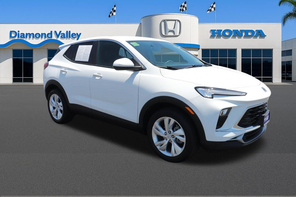2025 Buick Encore GX Preferred in Summit White — front three-quarter view