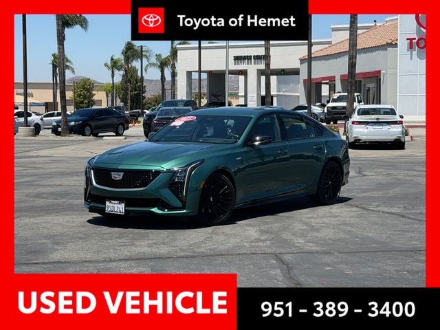 2025 Cadillac CT5 V-Series in Typhoon Metallic — front three-quarter view