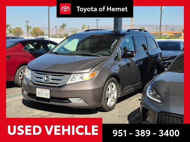 2012 Honda Odyssey Touring Elite in Gray — front three-quarter view