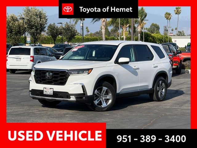 2025 Honda Pilot EX-L in Platinum White Pearl — front three-quarter view