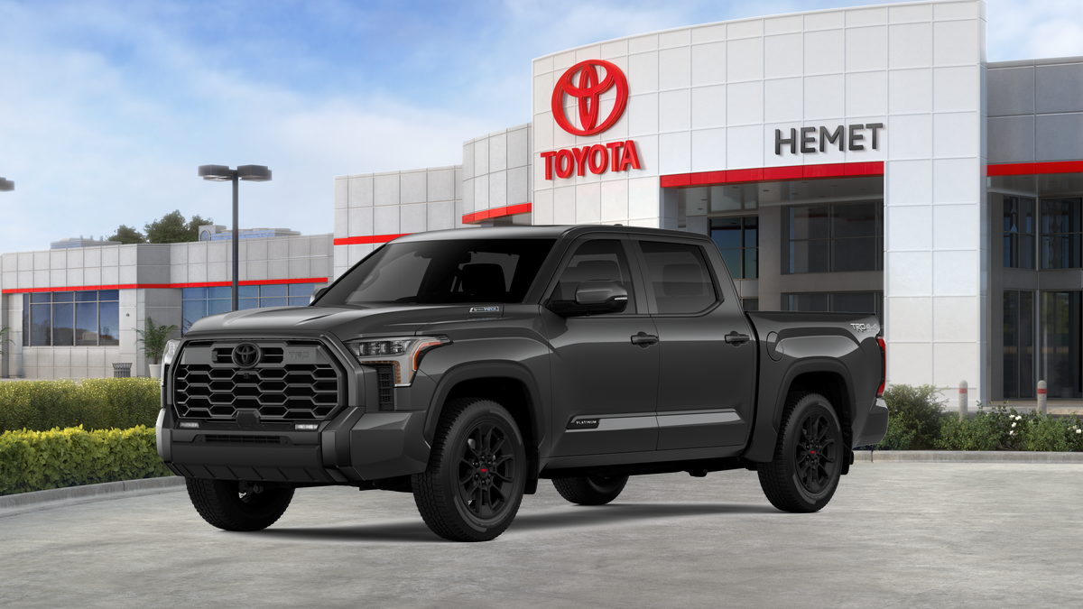 2026 Toyota Tundra i-FORCE MAX Platinum i-FORCE MAX in Magnetic Gray Metallic — front three-quarter view