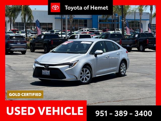 2026 Toyota Corolla Hybrid LE in Classic Silver Metallic — front three-quarter view