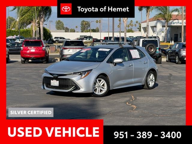 2022 Toyota Corolla Hatchback SE in Classic Silver Metallic — front three-quarter view