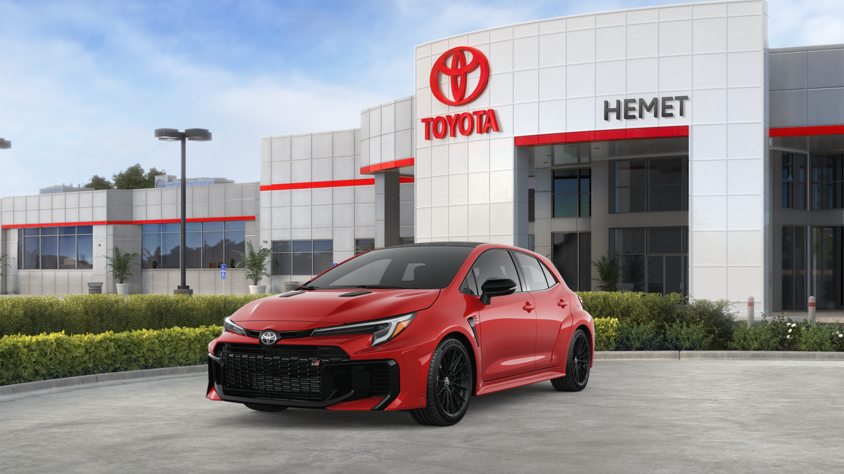 2026 Toyota GR Corolla GR Corolla Premium Plus in Supersonic Red — front three-quarter view