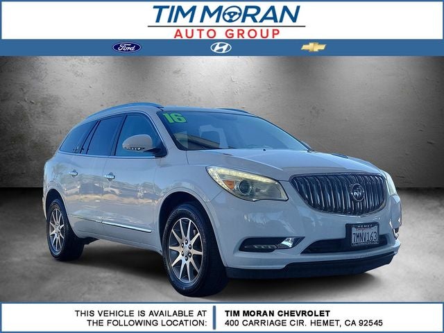 2016 Buick Enclave Leather Group in Summit White — front three-quarter view