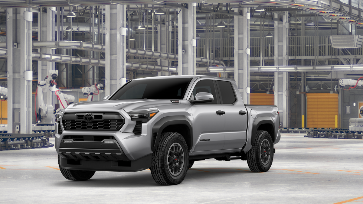 2026 Toyota Tacoma i-FORCE MAX Tacoma TRD Off-Road in Celestial Silver Metallic — front three-quarter view