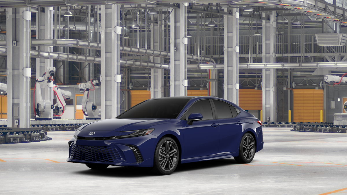 2026 Toyota Camry XSE in Reservoir Blue — front three-quarter view