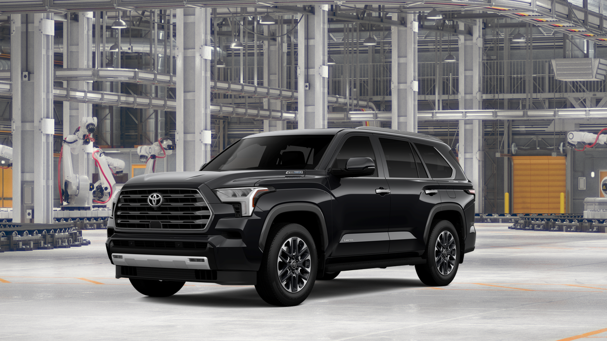 2026 Toyota Sequoia Limited in Midnight Black Metallic — front three-quarter view