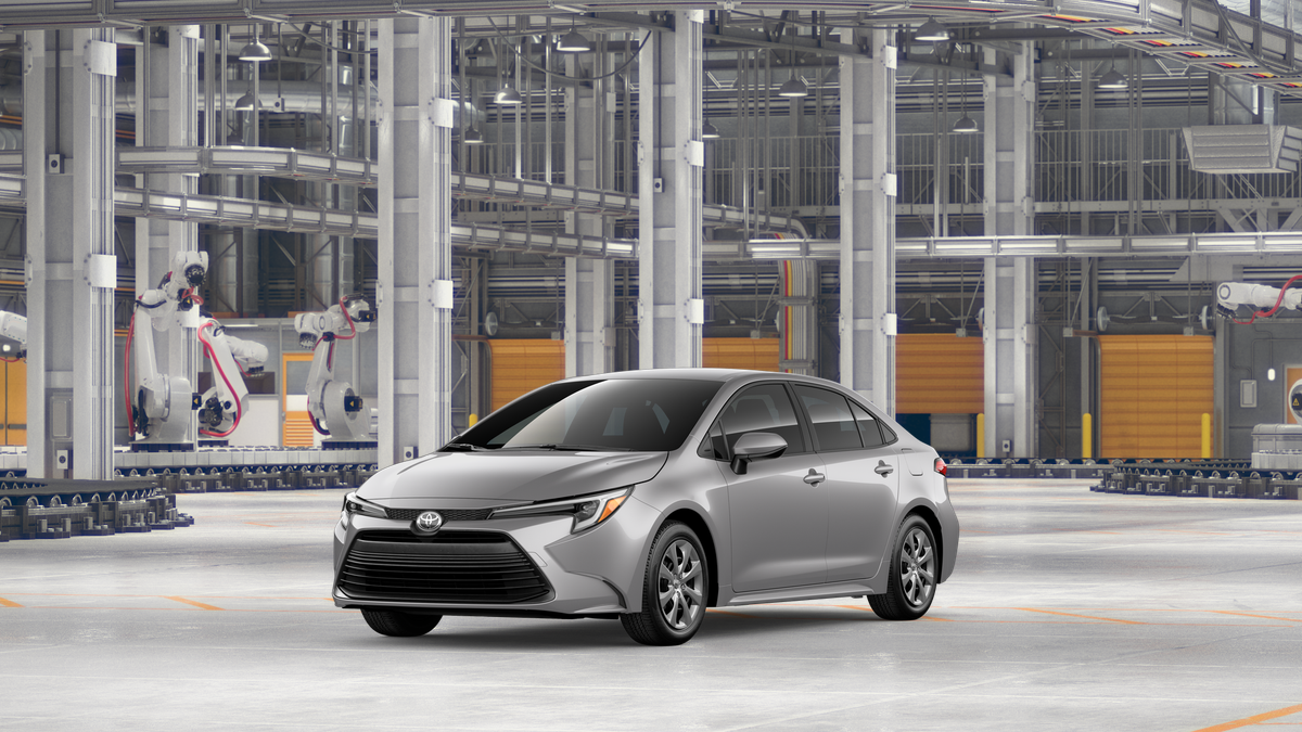 2026 Toyota Corolla Hybrid LE in Classic Silver Metallic — front three-quarter view