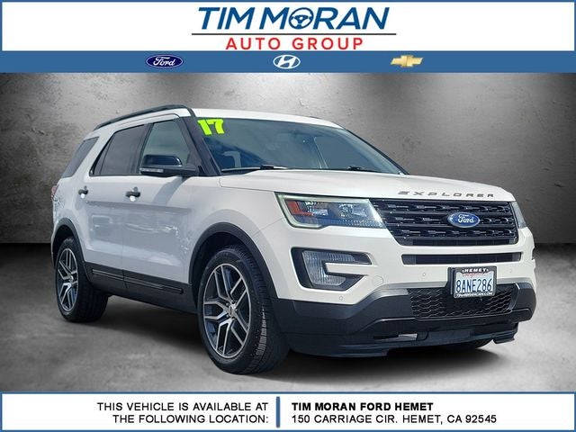 2017 Ford Explorer Sport in White Platinum Metallic Tri-Coat — front three-quarter view