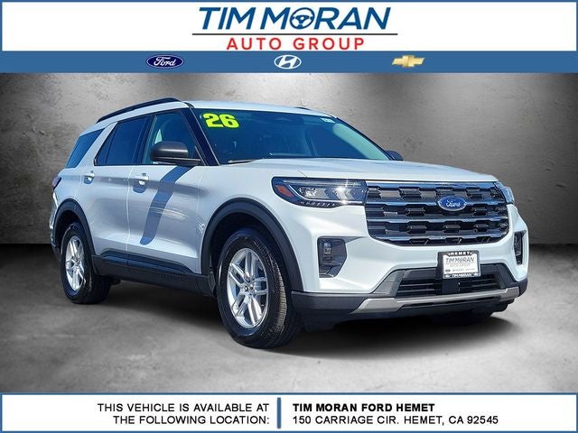 2026 Ford Explorer Active in Space White Metallic — front three-quarter view