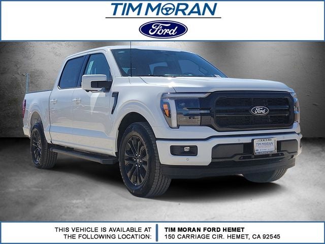 2026 Ford F-150 Lariat in Oxford White — front three-quarter view