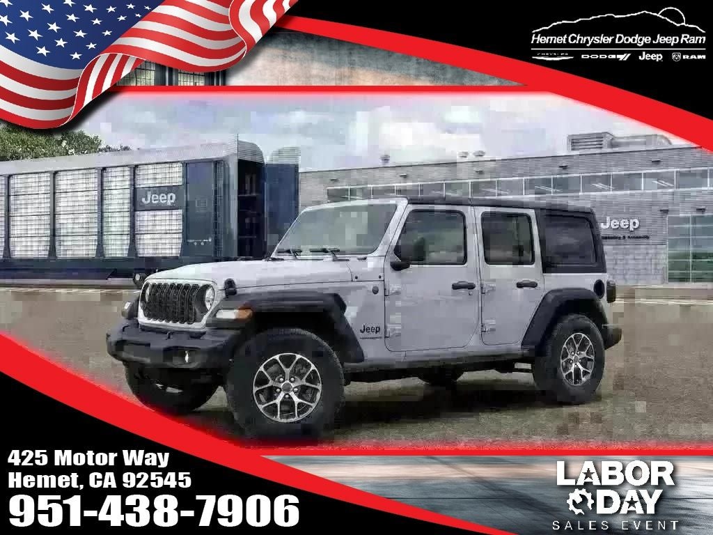 2026 Jeep Wrangler Unlimited Sport S in Bright White Clearcoat — front three-quarter view