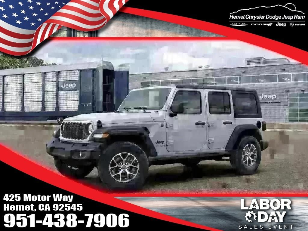 2026 Jeep Wrangler Unlimited Sport S in Bright White Clearcoat — front three-quarter view