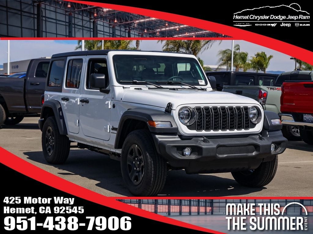 2026 Jeep Wrangler Unlimited Sport in Bright White Clearcoat — front three-quarter view