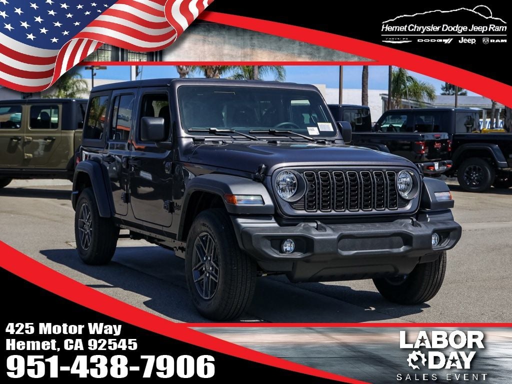 2026 Jeep Wrangler Unlimited Sport in Granite Crystal Metallic Clearcoat — front three-quarter view