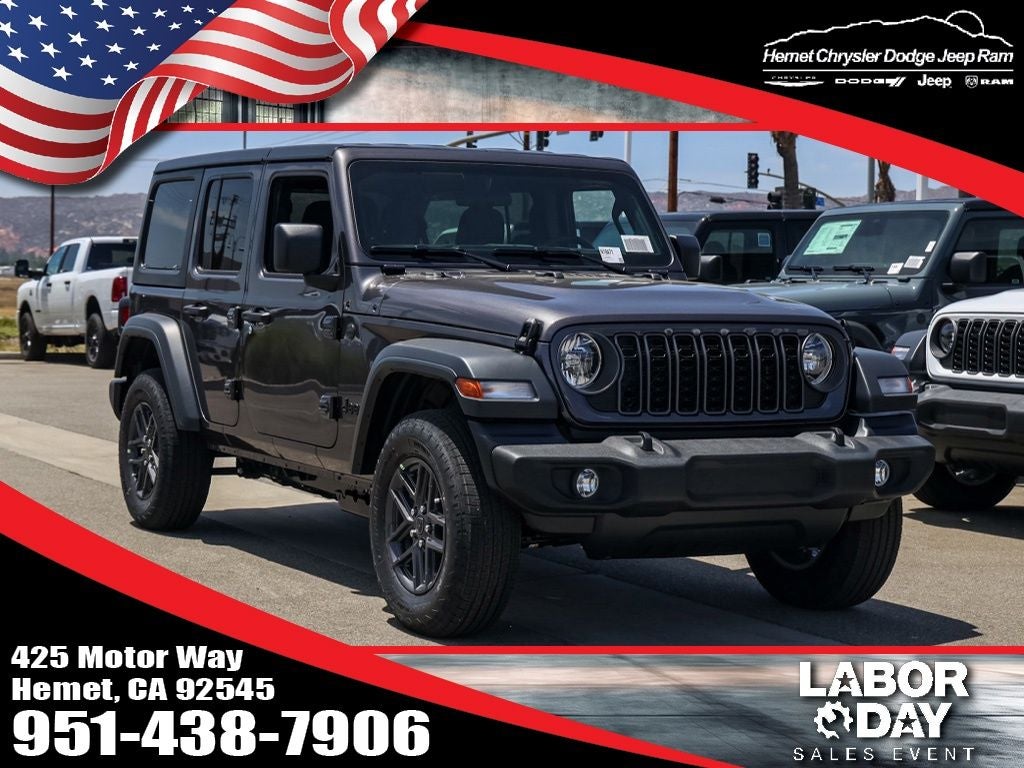 2026 Jeep Wrangler Unlimited Sport in Granite Crystal Metallic Clearcoat — front three-quarter view