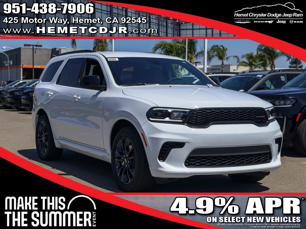 2026 Dodge Durango GT Blacktop in White Knuckle Clearcoat — front three-quarter view