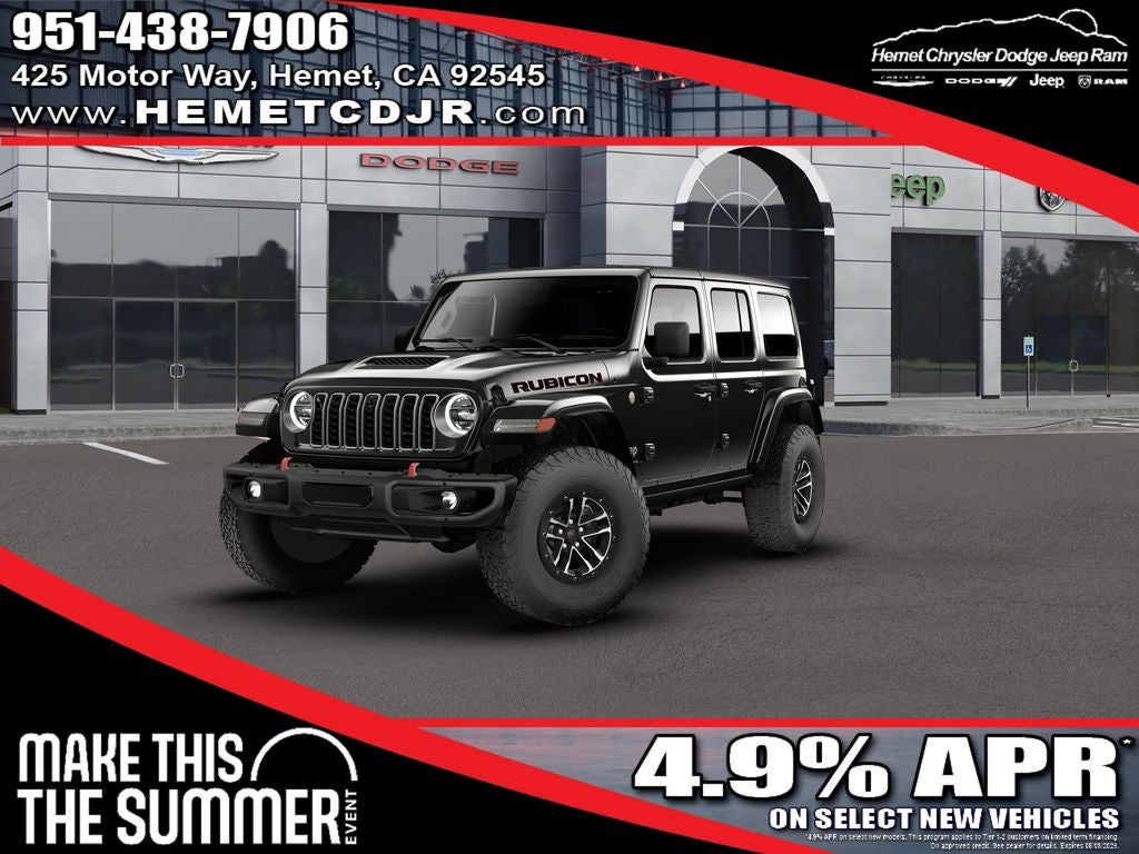 2026 Jeep Wrangler Rubicon X in Black Clearcoat — front three-quarter view