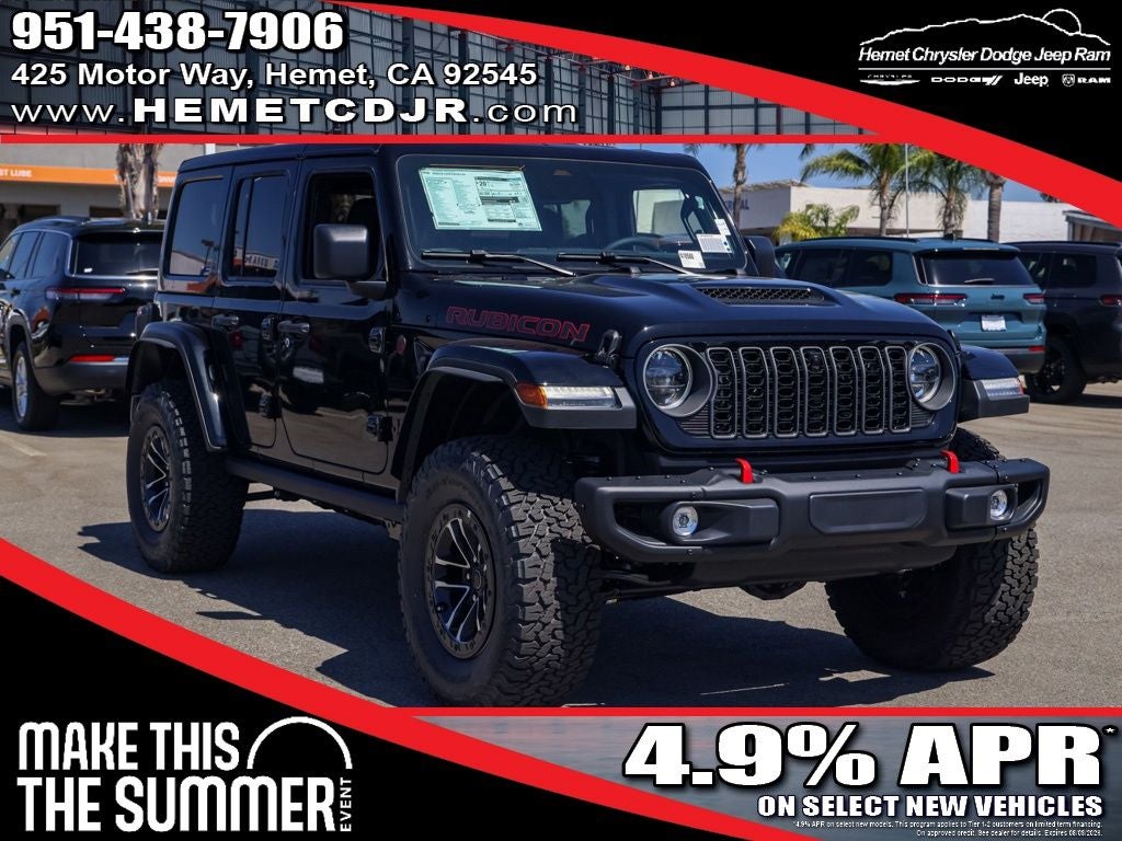 2026 Jeep Wrangler Rubicon X in Black Clearcoat — front three-quarter view
