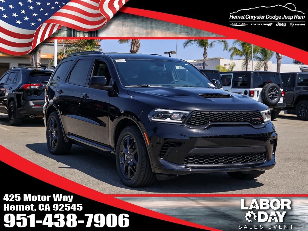 2026 Dodge Durango GT Blacktop AWD Hemi in Db Black Crystal Clearcoat — front three-quarter view
