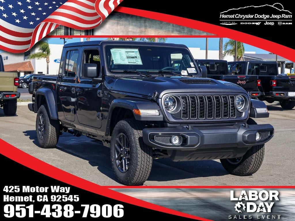 2026 Jeep Gladiator Sport S in Granite Crystal Metallic Clearcoat — front three-quarter view