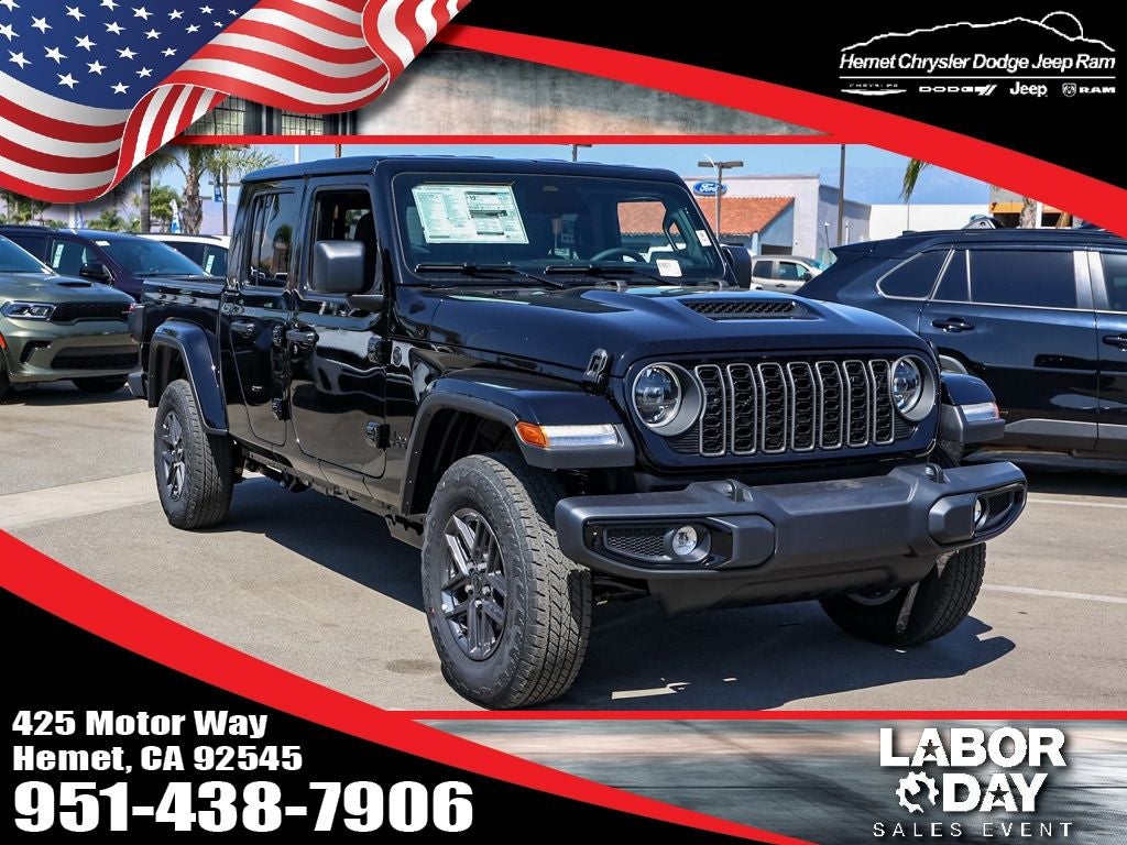2026 Jeep Gladiator Sport S in Black Clearcoat — front three-quarter view