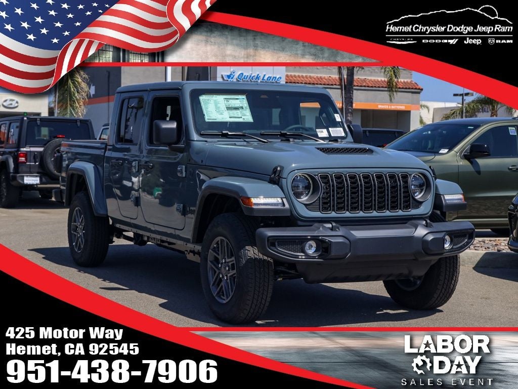 2026 Jeep Gladiator Sport S in Anvil Clearcoat — front three-quarter view