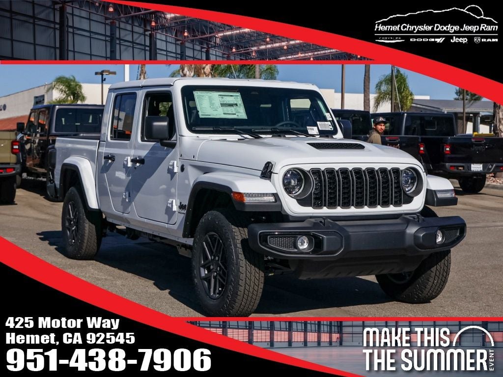 2026 Jeep Gladiator Sport S in Bright White Clearcoat — front three-quarter view