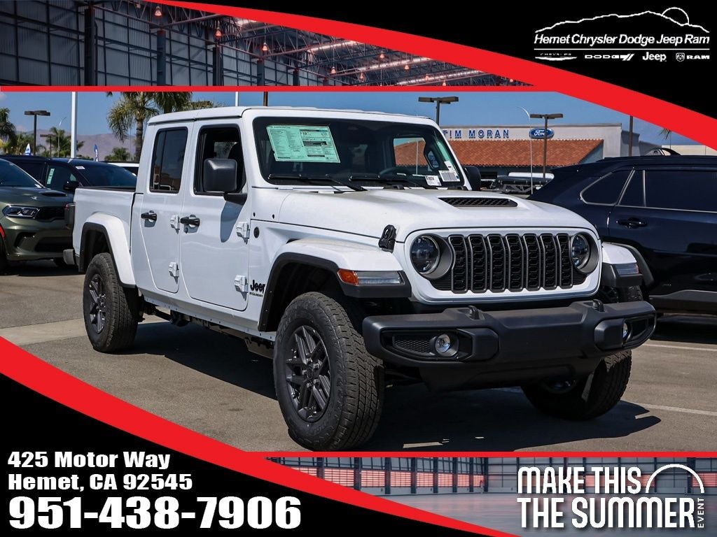 2026 Jeep Gladiator Sport S in Bright White Clearcoat — front three-quarter view