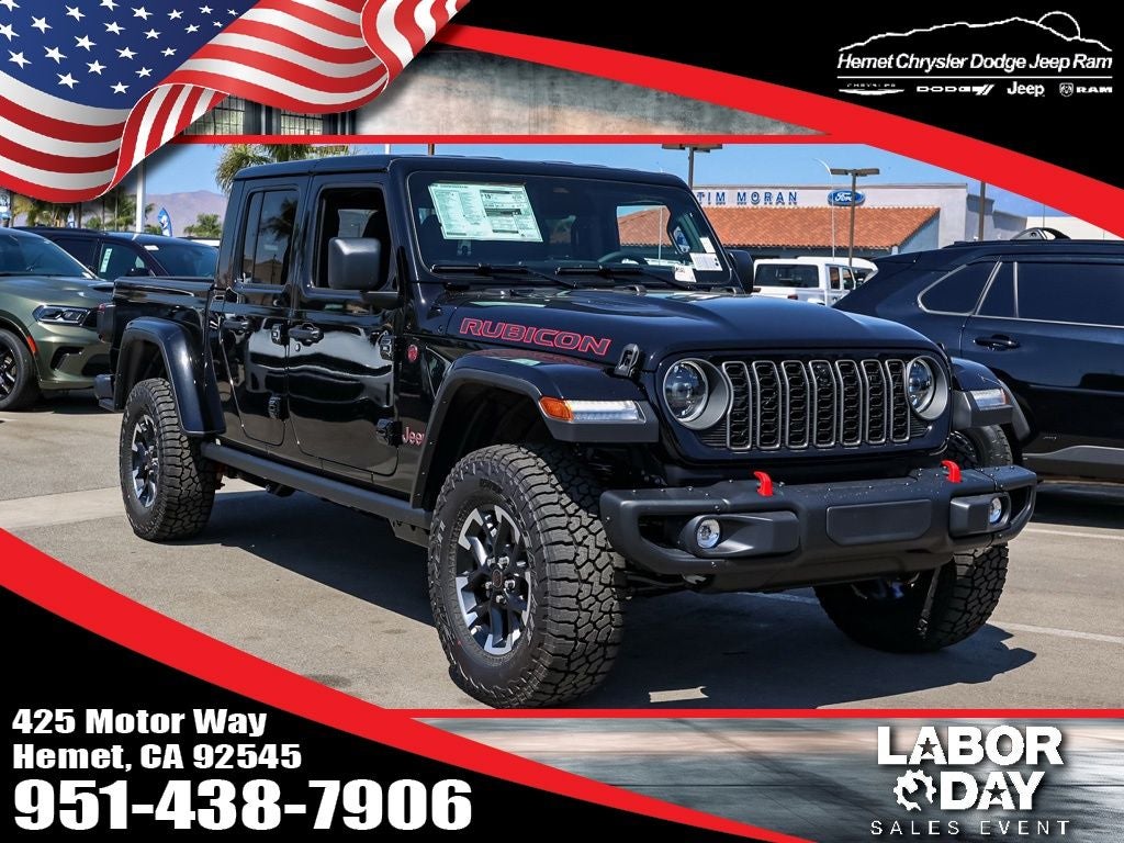 2026 Jeep Gladiator Rubicon X in Black Clearcoat — front three-quarter view
