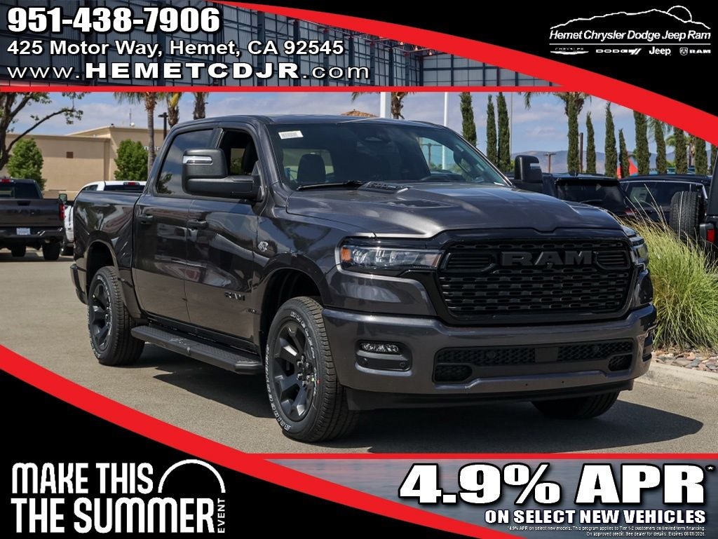 2026 RAM 1500 Black Express in Granite Crystal Metallic Clearcoat — front three-quarter view