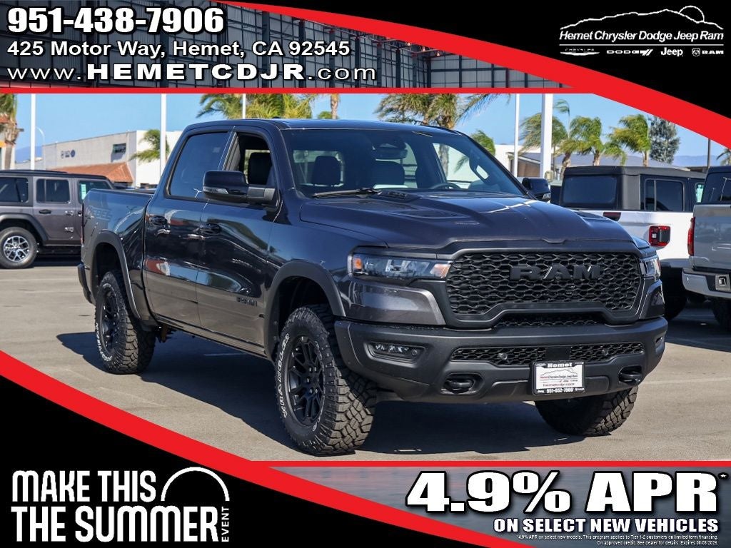 2026 RAM 1500 Rebel in Granite Crystal Metallic Clearcoat — front three-quarter view