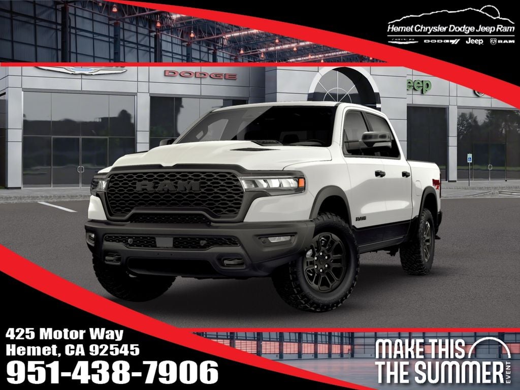 2026 RAM 1500 Rebel in Bright White Clearcoat — front three-quarter view