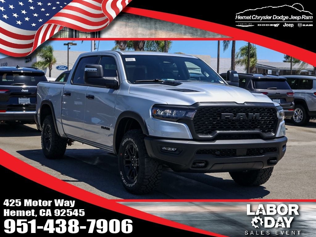 2026 RAM 1500 Rebel in Silver Zynith — front three-quarter view