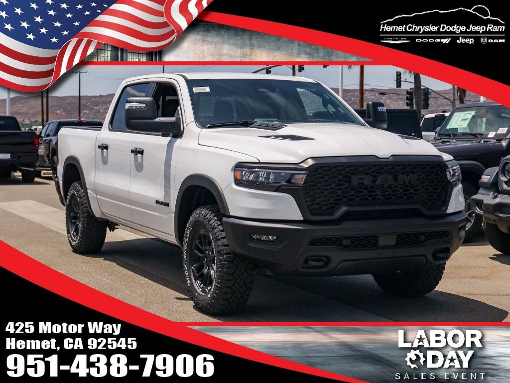 2026 RAM 1500 Rebel in Bright White Clearcoat — front three-quarter view