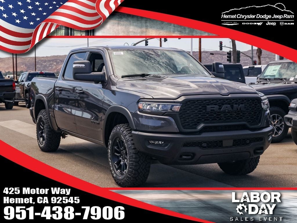 2026 RAM 1500 Rebel in Granite Crystal Metallic Clearcoat — front three-quarter view