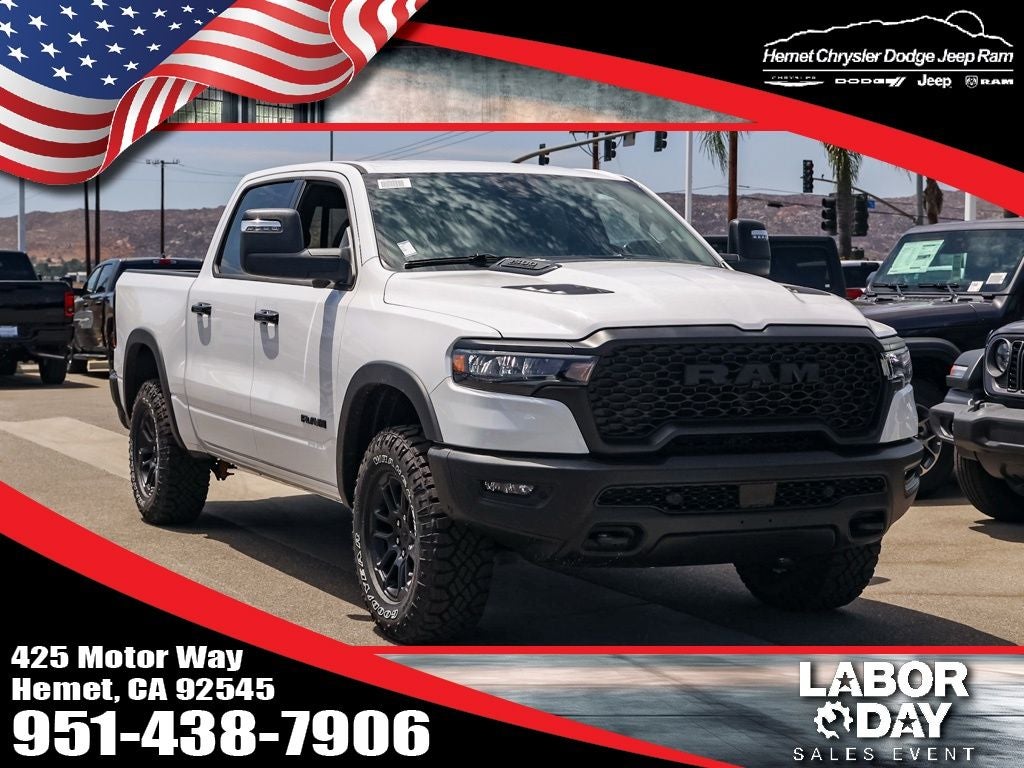 2026 RAM 1500 Rebel in Bright White Clearcoat — front three-quarter view