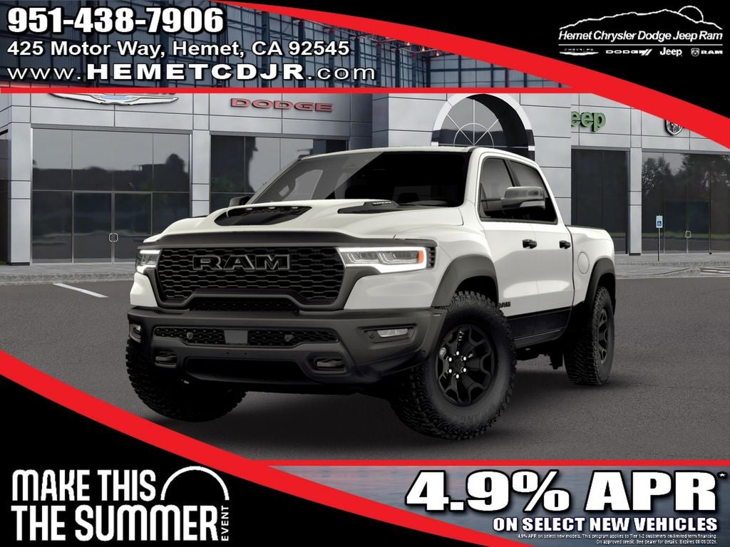 2026 RAM 1500 RHO in Bright White Clearcoat — front three-quarter view